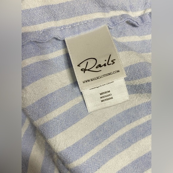 Rails Linen Blend Jeri Holland Stripe Lace Up Blouse - Picture 9 of 10